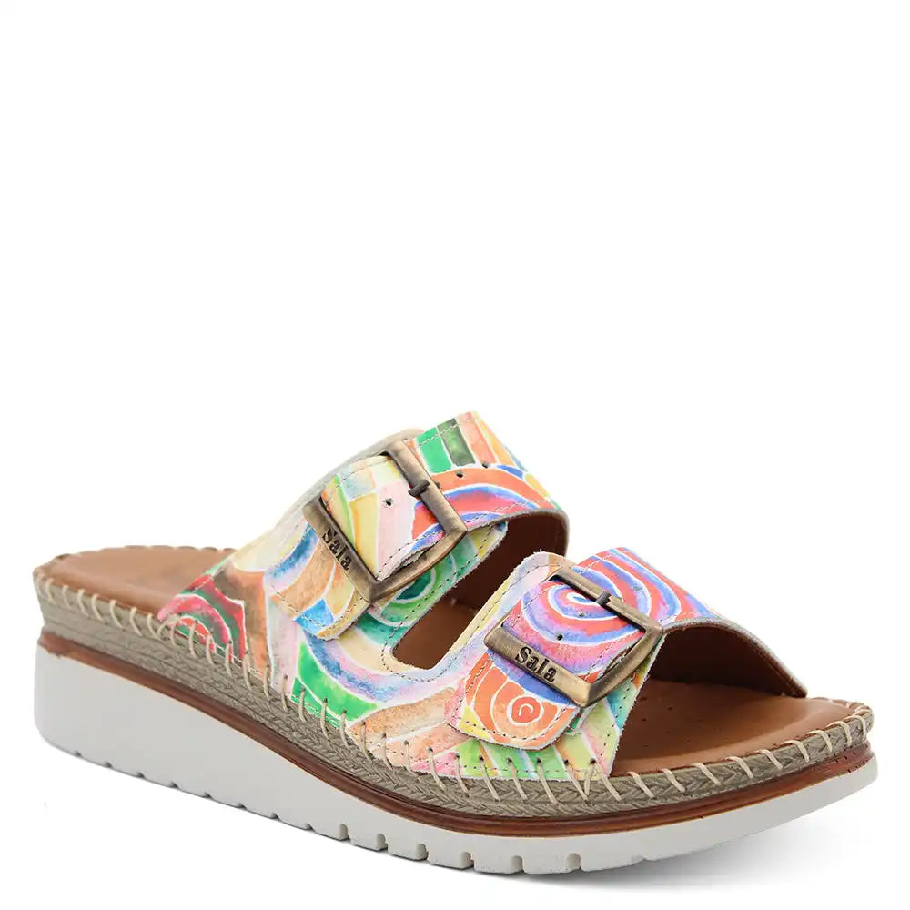 OASIS PRINT WOMENS WEDGE SLIDE