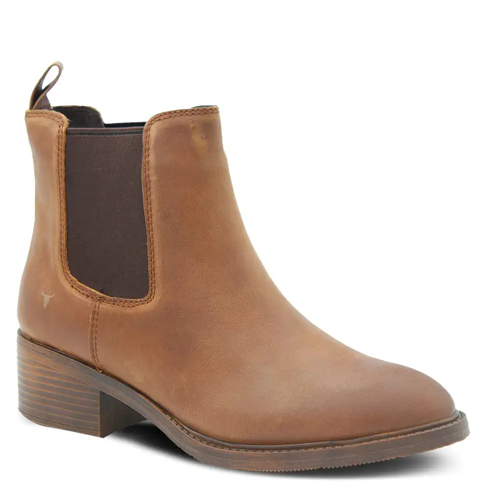 REWRITE TAN WOMENS HEEL BOOT