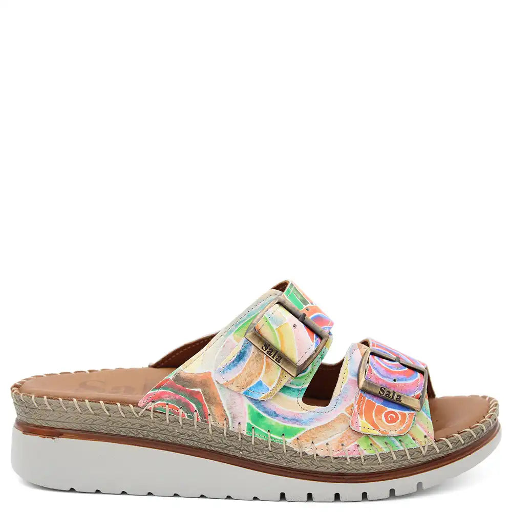 OASIS PRINT WOMENS WEDGE SLIDE